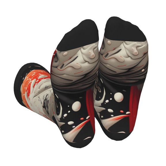 Xecao Abstract Red Koi Fish Art Print Crew Socks for Men and Women, Men's Soft Moisture-wicking Sock