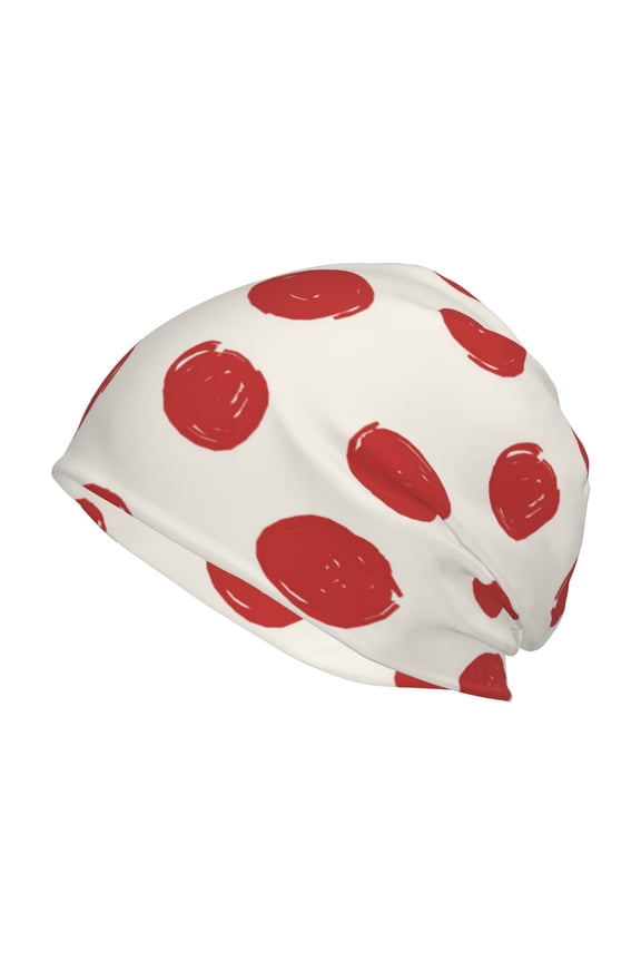 Abstract Red Polka Dot Print Knit Hat,Winter Beanie for Men Women, Beanie Soft Warm Ski Stocking Cuffed Cap