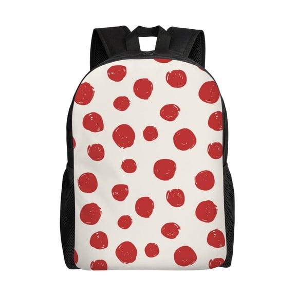 Xecao Abstract Red Polka Dot Print School Backpack with Laptop Compartment Small Travel Laptop Backpack for Women Men Waterproof College Backpack Simple School Bag