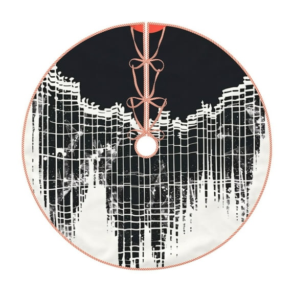 Xecao Abstract Red Sun Design Pattern Christmas Tree Skirt Holiday Part Decorations for Christmas Tree, Farmhouse Christmas Decor Xmas Holiday Home Party Decorations-30"