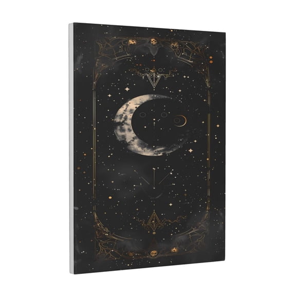 Xecao Abstract Starry Sky Moon for Ready-to-Hang Canvas Art 12x16 Inches - Waterproof HD Print Solid Wood Frame for Gifting,Vertical