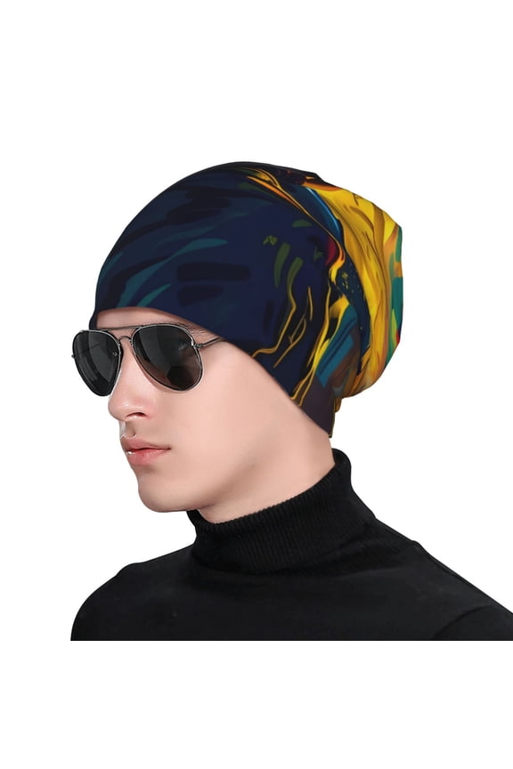 Abstract Starry Sky Print Beanie Knitted Hat for Men Women, Winter Fashion Knit Cuffed Caps Unisex