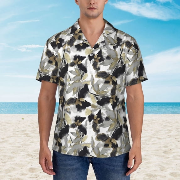 Xecao Abstract Watercolor print Hawaiian shirt - a stylish short-sleeve button-down for men, perfect for casual beach and tropical outings.