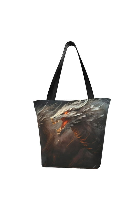 Abstract White Dragon for Tote Bag for Women -Tote Shoulder Bag with A Little Pocket Inside, Perfect for Travel and Work.