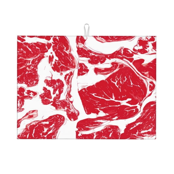 Xecao Abstract meat Patten Microfiber Dish Drying Mat,Absorbent Dish Drainer Kitchen Counter,Super Absorbent Dish Drying Pads 1824 Inch