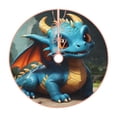 thumbnail image 1 of Xecao Adorable Blue Baby Dragon Pattern Christmas Tree Skirt Round Xmas Tree Mat Base Cover for Holiday Home Decorations-30", 1 of 6
