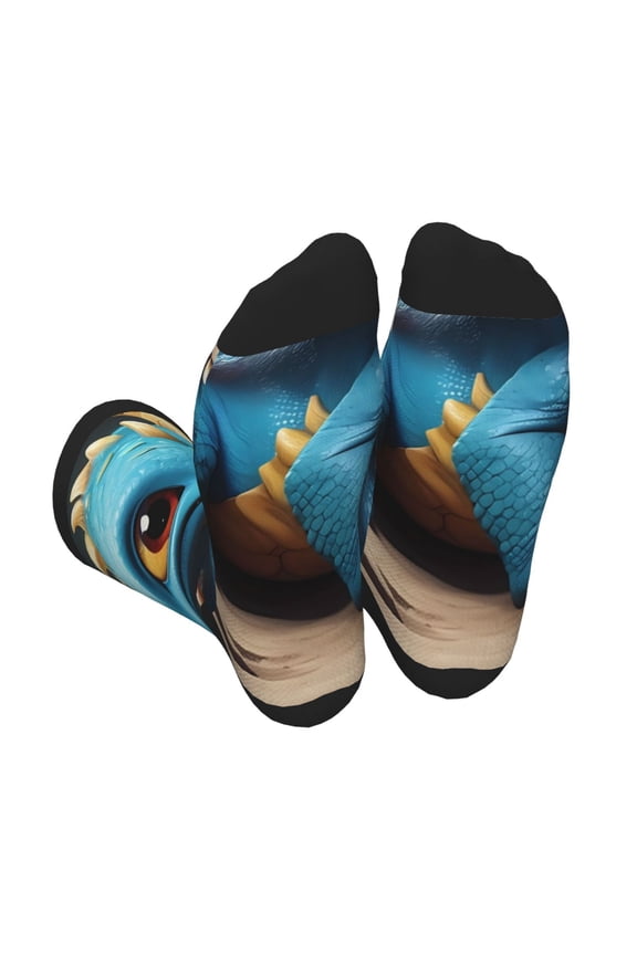 Adorable Blue Baby Dragon Print Crew Socks for Men and Women, Men's Soft Moisture-wicking Sock