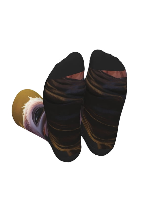 Adorable Fluffy Bat Print Crew Socks for Men and Women, Men's Soft Moisture-wicking Sock