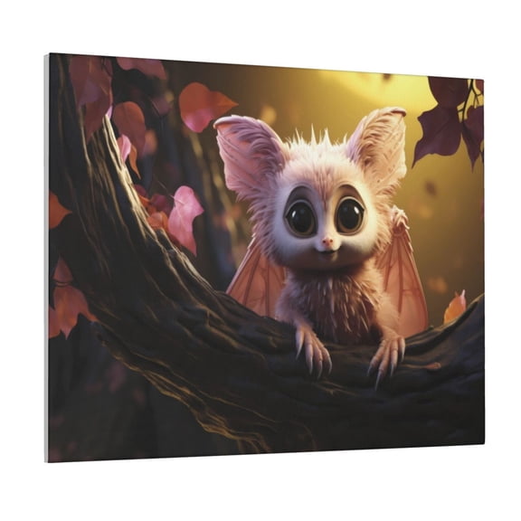 Xecao Adorable Fluffy Bat for Waterproof Framed Canvas Art - Modern Home Decor with Real Wood Frame for Gifting and Interior Design,Horizontal