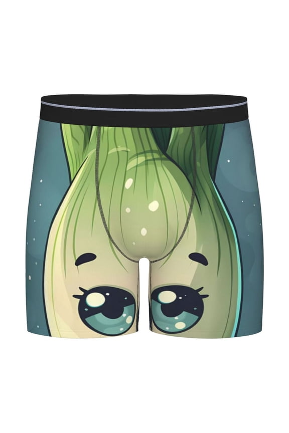 Adorable Kawaii Fennel Character Print Boxer Briefs for Men's Stretch Moisture-Wicking Underwear, Mid-Rise Classics breathable fabric