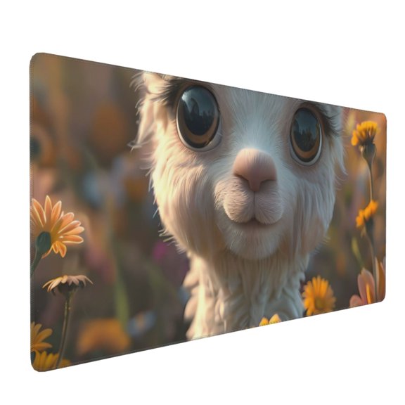 Xecao Adorable Llama In Flowers Print Large Mouse Pad, 16x35.5in Mousepad, Professional Non-Slip Rubber Base Big Mouse Pad, Mouse Pad for Gaming & Office Full Desk Mouse Pad