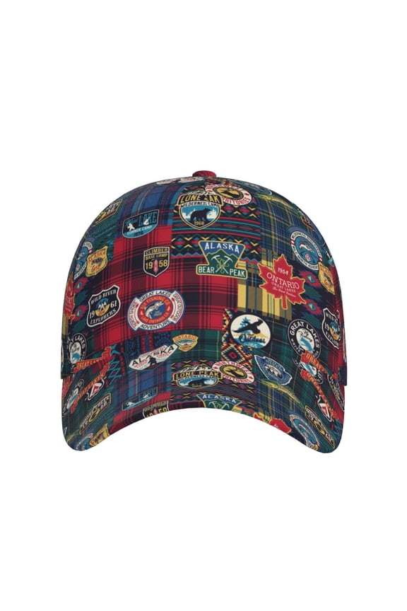 Adventure Camping Badge for Baseball Cap: Unisex, crafted from classic polyester twill fabric, featuring a soft unconstructed design