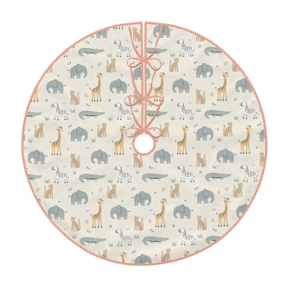Xecao African Animals Pattern Christmas Tree Skirt Round Xmas Tree Mat Base Cover for Holiday Home Decorations-30"