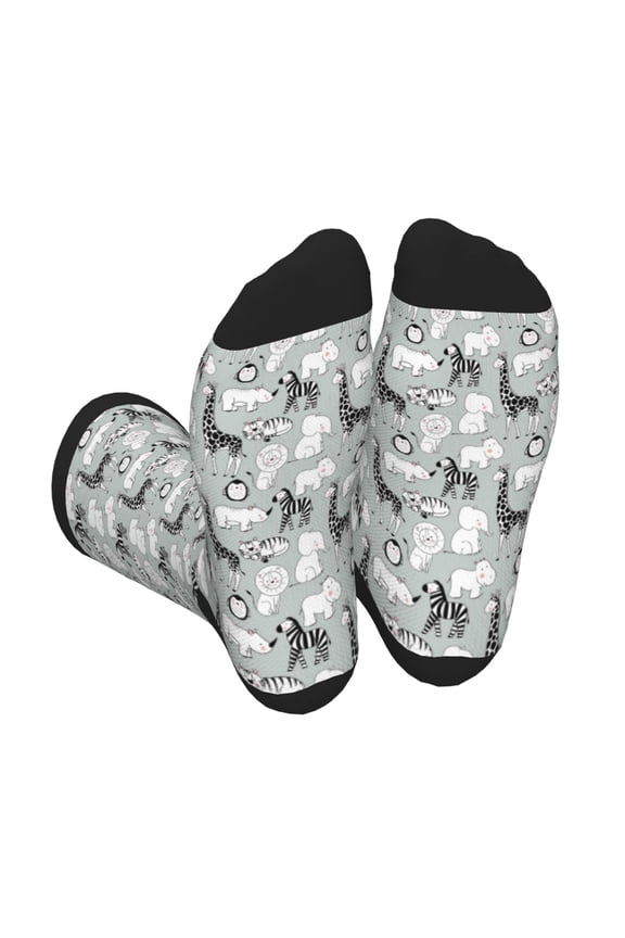 African Animals Print Crew Socks for Men and Women, Men's Soft Moisture-wicking Sock