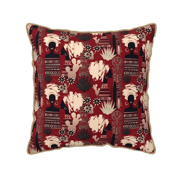 Xecao African Women A Print Soft Velvet Decorative Throw Pillow Covers, Square Cushion Cases for Bed, Sofa, Living Room, Car, and Indoor Outdoor Use-18"x18"