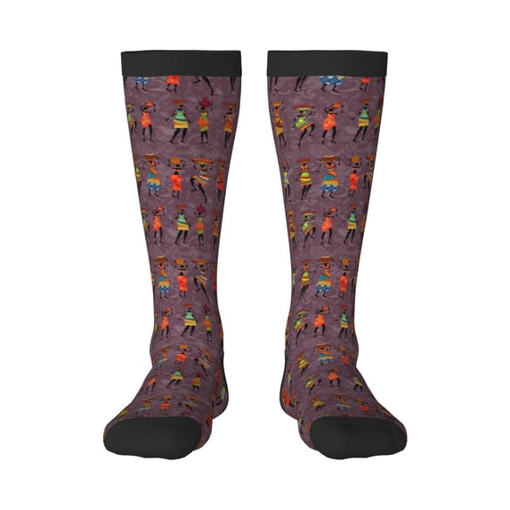 Xecao African Women Print Compression Socks for Both Men And Women for Running, Travel, Flight, Nurse