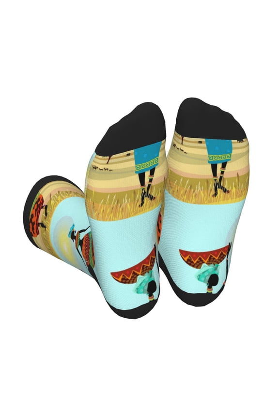 African Women Print Crew Socks for Men and Women, Men's Soft Moisture-wicking Sock