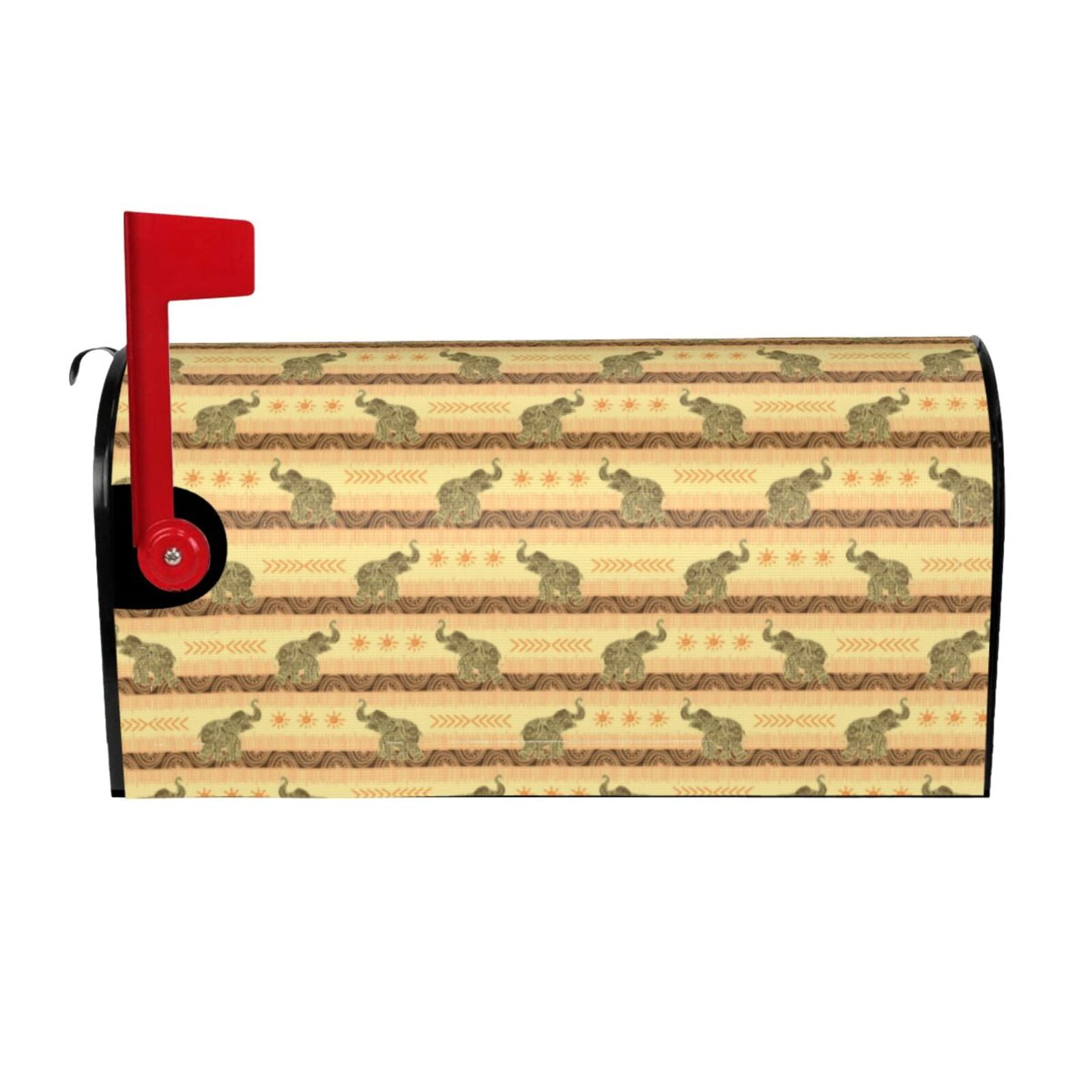 Xecao African tribal elephant for Mailbox Cover with Magnetic Strips, Waterproof and Sunscreen, Adds a Decorative Touch to Your Garden Yard-25.5x21 in