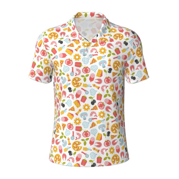 Xecao Afternoon Tea for Mens' Casual Short Sleeve Button-Down Polo Shirts for a Classic Golf Look