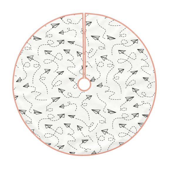 Xecao Airplane Pattern Christmas Tree Skirt Round Xmas Tree Mat Base Cover for Holiday Home Decorations-36"