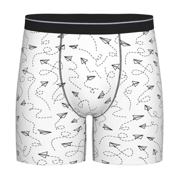 Xecao Airplane Print Boxer Briefs for Men's Stretch Moisture-Wicking Underwear, Mid-Rise Classics breathable fabric