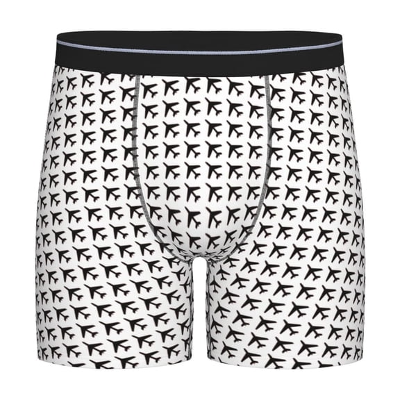 Xecao Airplane Print Boxer Briefs for Men's Stretch Moisture-Wicking Underwear, Mid-Rise Classics breathable fabric