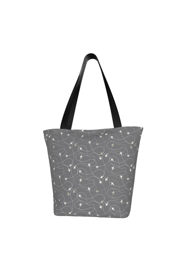Airplane Routes Around The World for Tote Bag for Women -Tote Shoulder Bag with A Little Pocket Inside, Perfect for Travel and Work.
