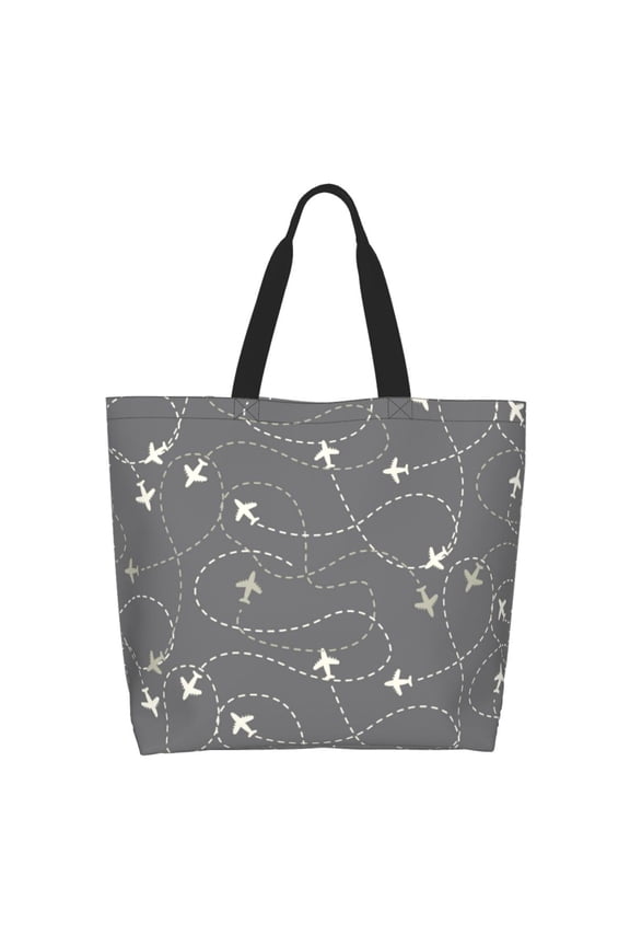 Airplane Routes Around The World for Tote Bag for Women, Tote Shoulder Bag with a littlw pocket and Handbag for Travel, Work