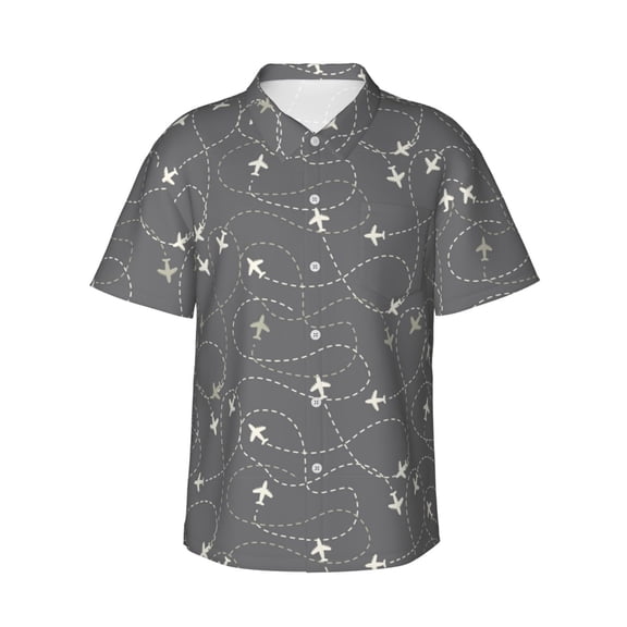 Xecao Airplane Routes Around The World print Hawaiian shirt - a stylish short-sleeve button-down for men, perfect for casual beach and tropical outings.