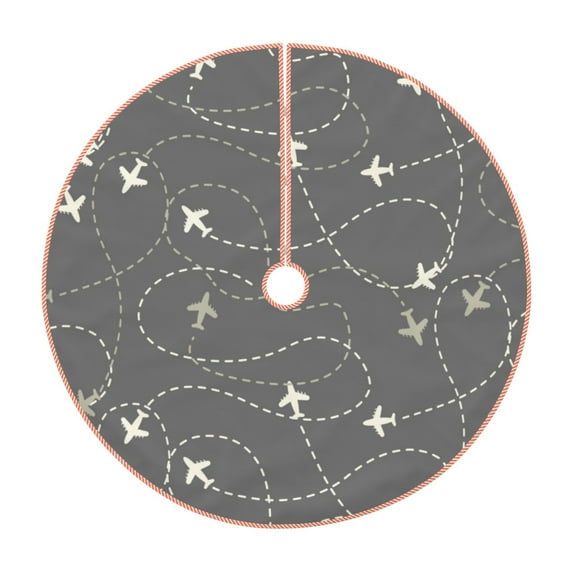 Xecao Airplane Routes Around The World Pattern Christmas Tree Skirt Holiday Part Decorations for Christmas Tree, Farmhouse Christmas Decor Xmas Holiday Home Party Decorations-36"