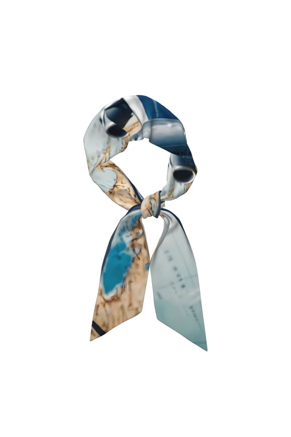 Airplane World Map Adventure Pattern Large Satin Head Scarf - Satin Hair Scarves Silk Bandana Scarf Headscarf Silk Feeling Scarf for Women