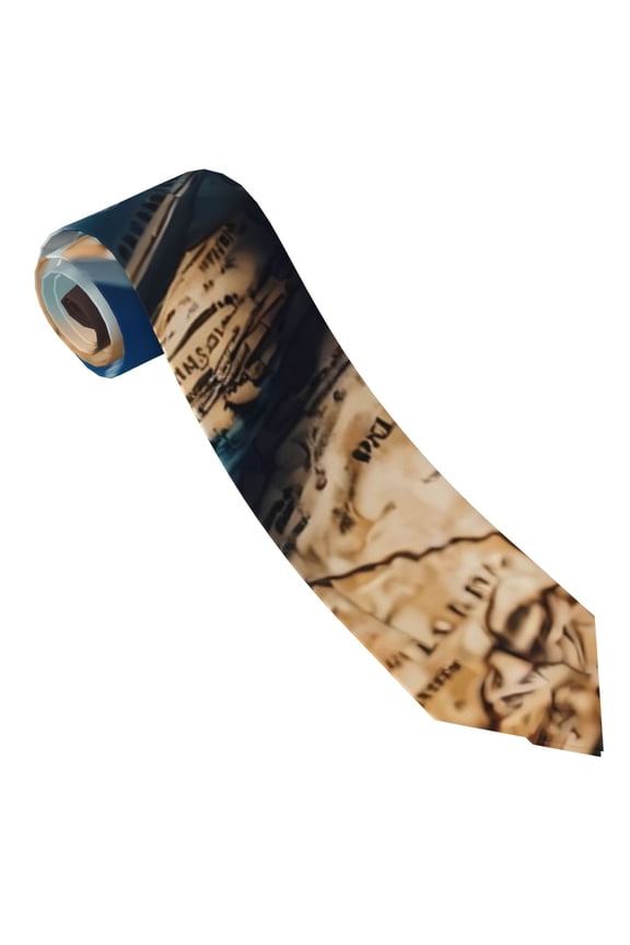 Airplane World Map Adventure Print Tie For Men Necktie Woven Jacquard Neck Ties,Classic Men's Tie