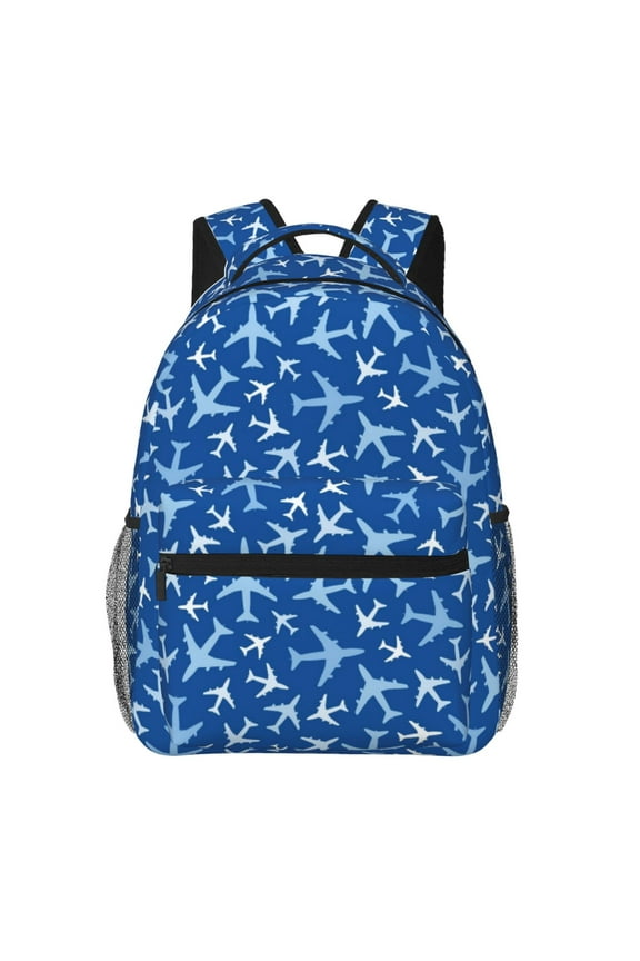 Airplanes in the Sky Backpack, a stylish and functional choice for both men and women, is the perfect basic bookbag for college, work, or travel