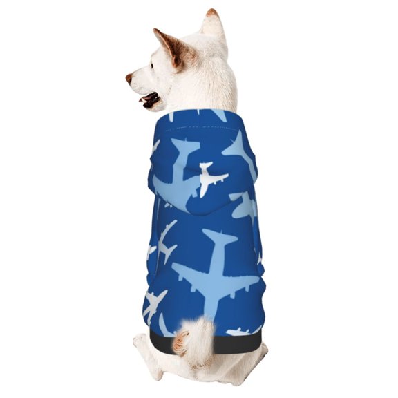 Xecao Airplanes in the Sky Pattern Sweatshirts Winter Pet Dog Hoodie Puppy Coat Dog Sweaters Dog Clothes with Hat Dog Clothes Costume Outfit,Small Pets Wear-X-Large