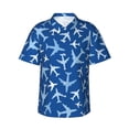 thumbnail image 1 of Xecao Airplanes in the Sky print Hawaiian shirt - a stylish short-sleeve button-down for men, perfect for casual beach and tropical outings., 1 of 9