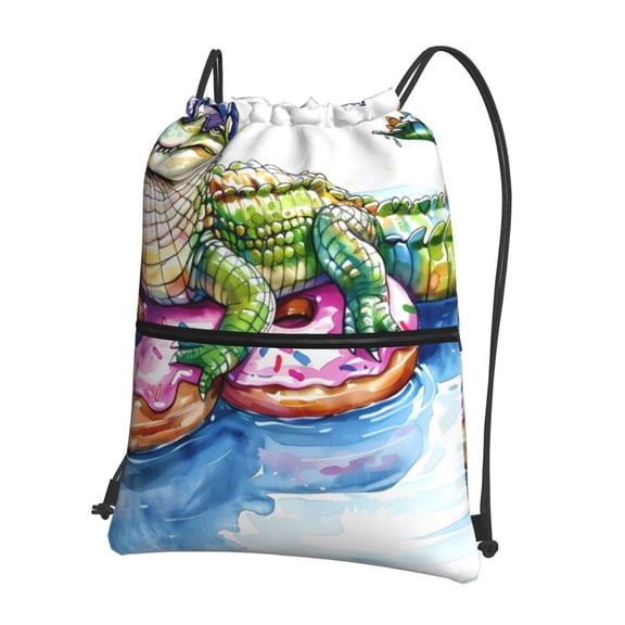 Xecao Alligator Donut Pool Float for Drawstring Bags,Pull String Backpack Bags,String Bag Sackpack