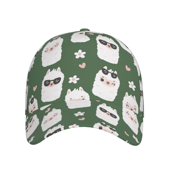 Xecao Alpaca Faces for Baseball Cap: Unisex, crafted from classic polyester twill fabric, featuring a soft unconstructed design