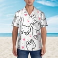 thumbnail image 1 of Xecao Alpacas and Hearts print Hawaiian shirt - a stylish short-sleeve button-down for men, perfect for casual beach and tropical outings., 1 of 9