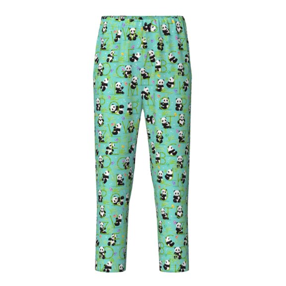 Xecao Alphabet And Panda Print Teenagers' Pajama Pants Long Sleep Pants Soft Elastic Waist Pajama Bottoms Elastic waist with 2 Pockets 5-16 Years-Small