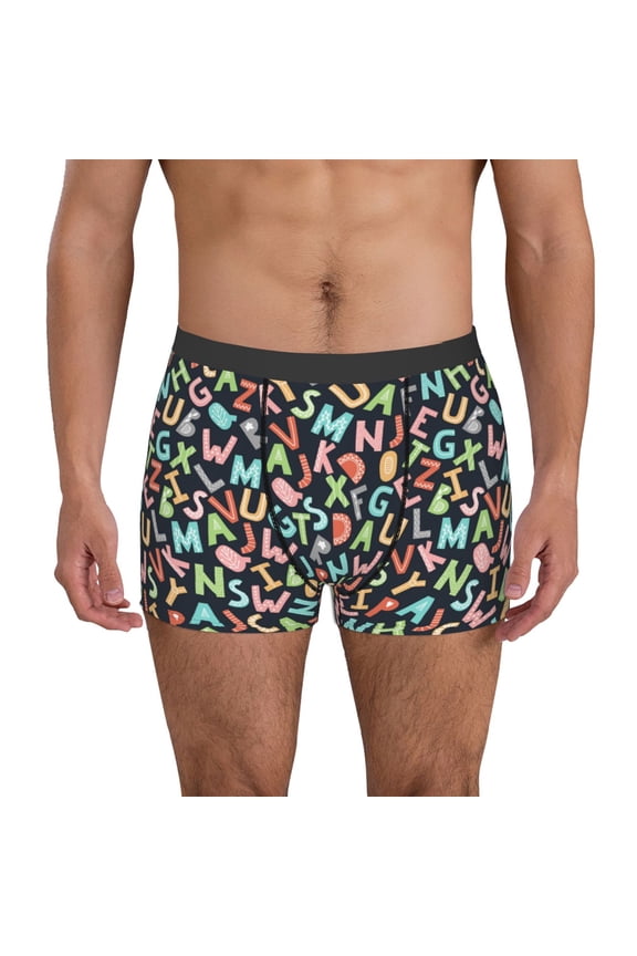 Alphabet Print Men's Underwear Boxer Briefs Pack - Your ComfortSoft, Moisture-Wicking, and Breathable Choice for Men's Underwear-Small