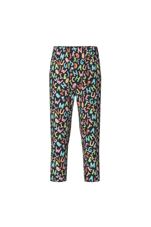 Alphabet Print Teenagers' Pajama Pants Long Sleep Pants Soft Elastic Waist Pajama Bottoms Elastic waist with 2 Pockets 5-16 Years-Large