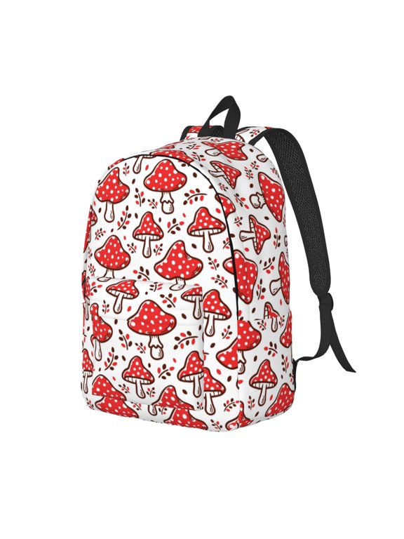 Amanita Red Mushroom Canvas College Laptop Backpack, a durable rucksack designed for both men and women, ideal for travel, school, and daily use-Small