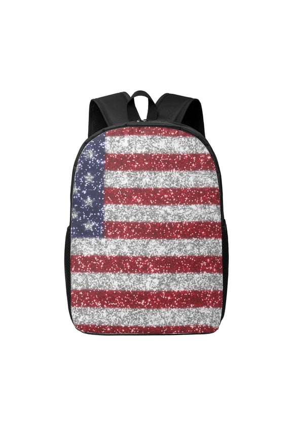 America Flag Glitter print Travel Backpack, Large Computer Backpack for Men Women, College School Rucksack Book Bag