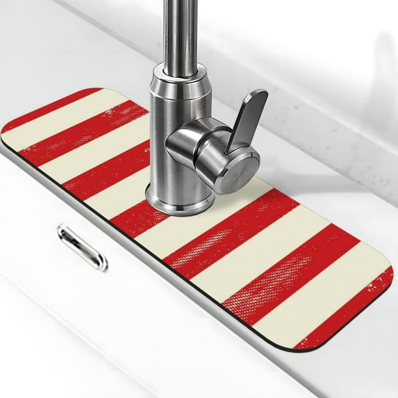 Xecao America Flags2 for Kitchen Sink Splash Guard Faucet Mat , Faucet Guard & Draining mat, (15" X 5.5" )