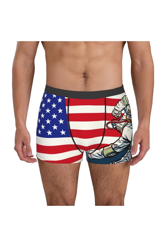 American Astronaut Runs Forward Print Men's Underwear Boxer Briefs Pack - Your ComfortSoft, Moisture-Wicking, and Breathable Choice for Men's Underwear-Small