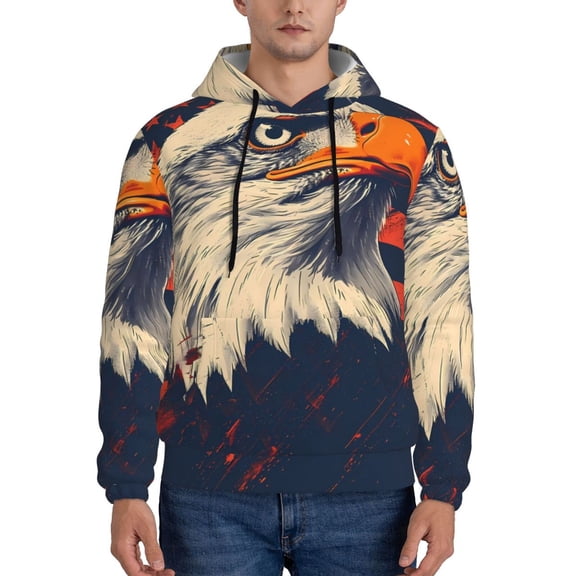 Xecao American Bald Eagle A Pattern Men's Adult Pullover Hoodie,Hooded Sweatshirt-Medium