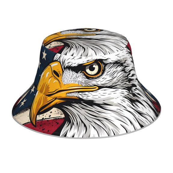 Xecao American Bald Eagle Print Men and Women Night Reflective Hat Runner Cap Visor Bucket Hat Boonie Cap