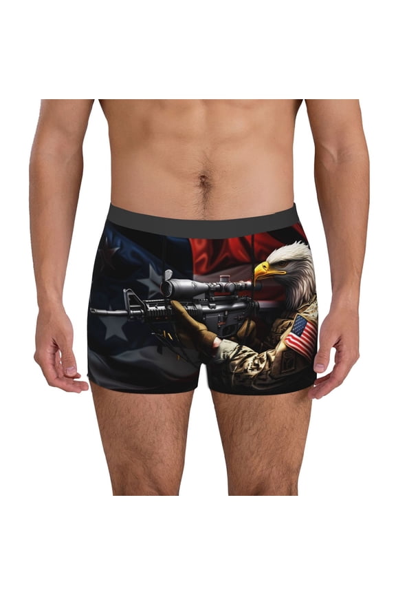 American Bald Eagle Warrior Print Men's Underwear Boxer Briefs Pack - Your ComfortSoft, Moisture-Wicking, and Breathable Choice for Men's Underwear-Large
