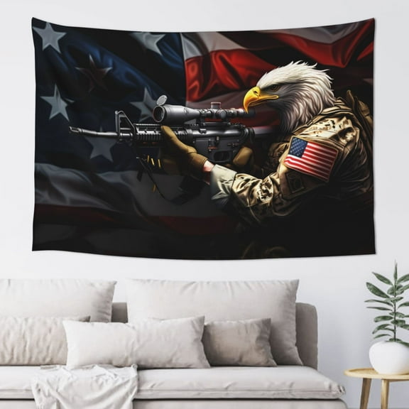 Xecao American Bald Eagle Warrior Print Tapestry, Wall Hanging Room Funny Decor, Backdrop Room Decor for Bedroom Living Room dormitory