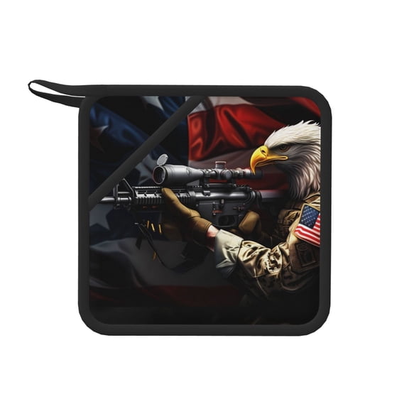 Xecao American Bald Eagle Warrior for Silicone Trivet Mats - Heat Resistant Pot Holders, Multipurpose Non-Slip Hot Pads